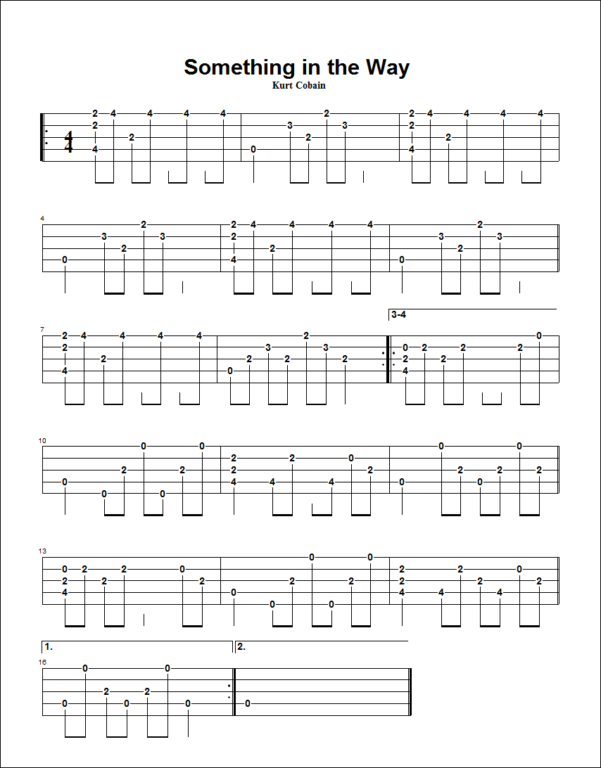 Devon s Banjo Homeplace: Tablature for Something in the Way. banjohomeplace...