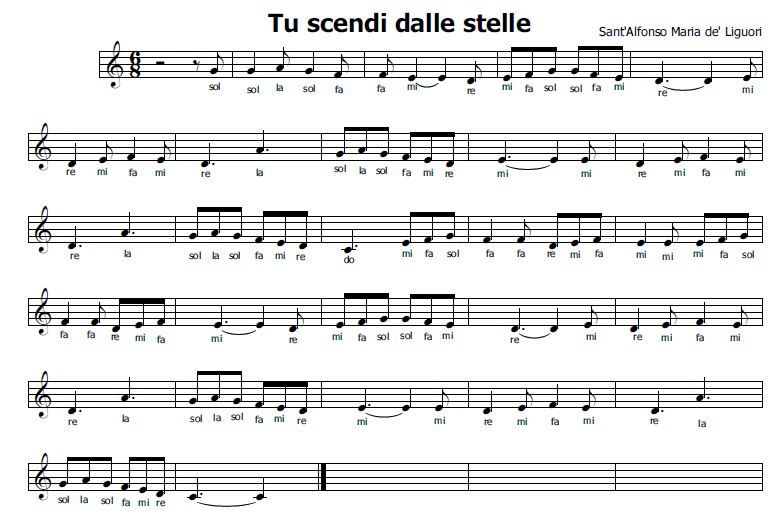 Musica e spartiti gratis per flauto dolce Tu scendi dalle stelle