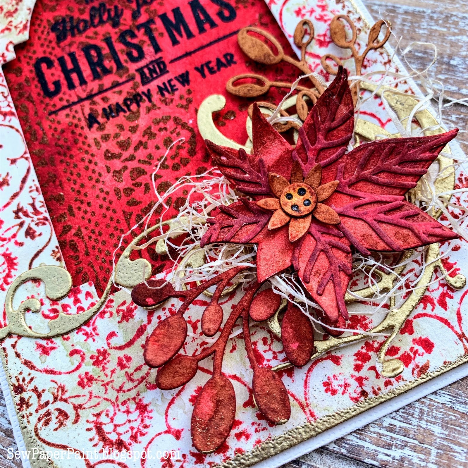 SewPaperPaint Tim Holtz Festive Funky Poinsettia Christmas Cards