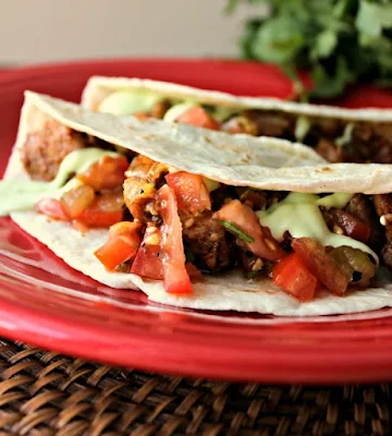 Pork Tacos with Cilantro-Avocado Cream Sauce | by Renee's Kitchen Adventures 