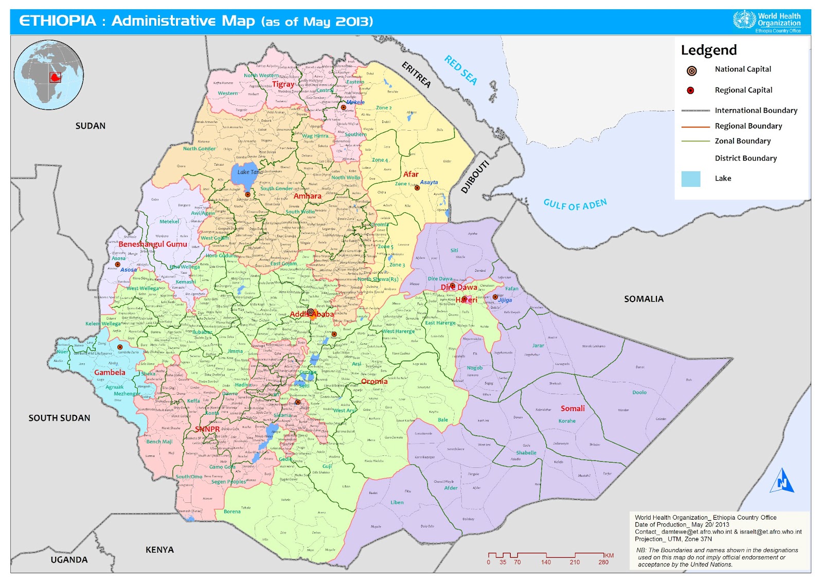 New Administrative Map Of Ethiopia