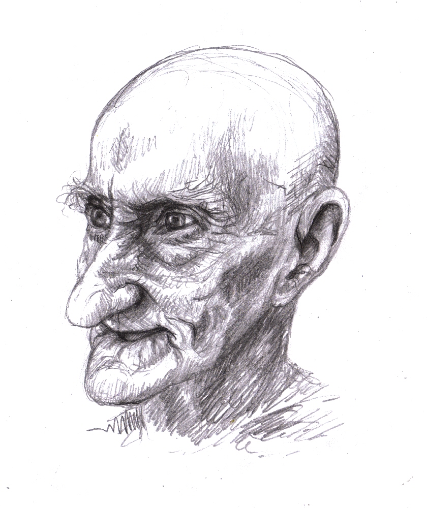 Simple Drawing Sketching Human Caricature Old with simple drawing