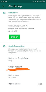 Backup data whatsapp