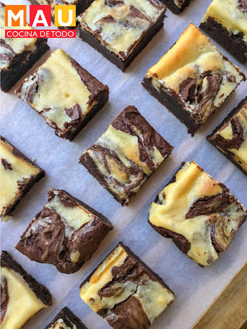 mau cocina de todo receta brownies queso crema philadelphia cheesecake marmoleados facil chocolatosos