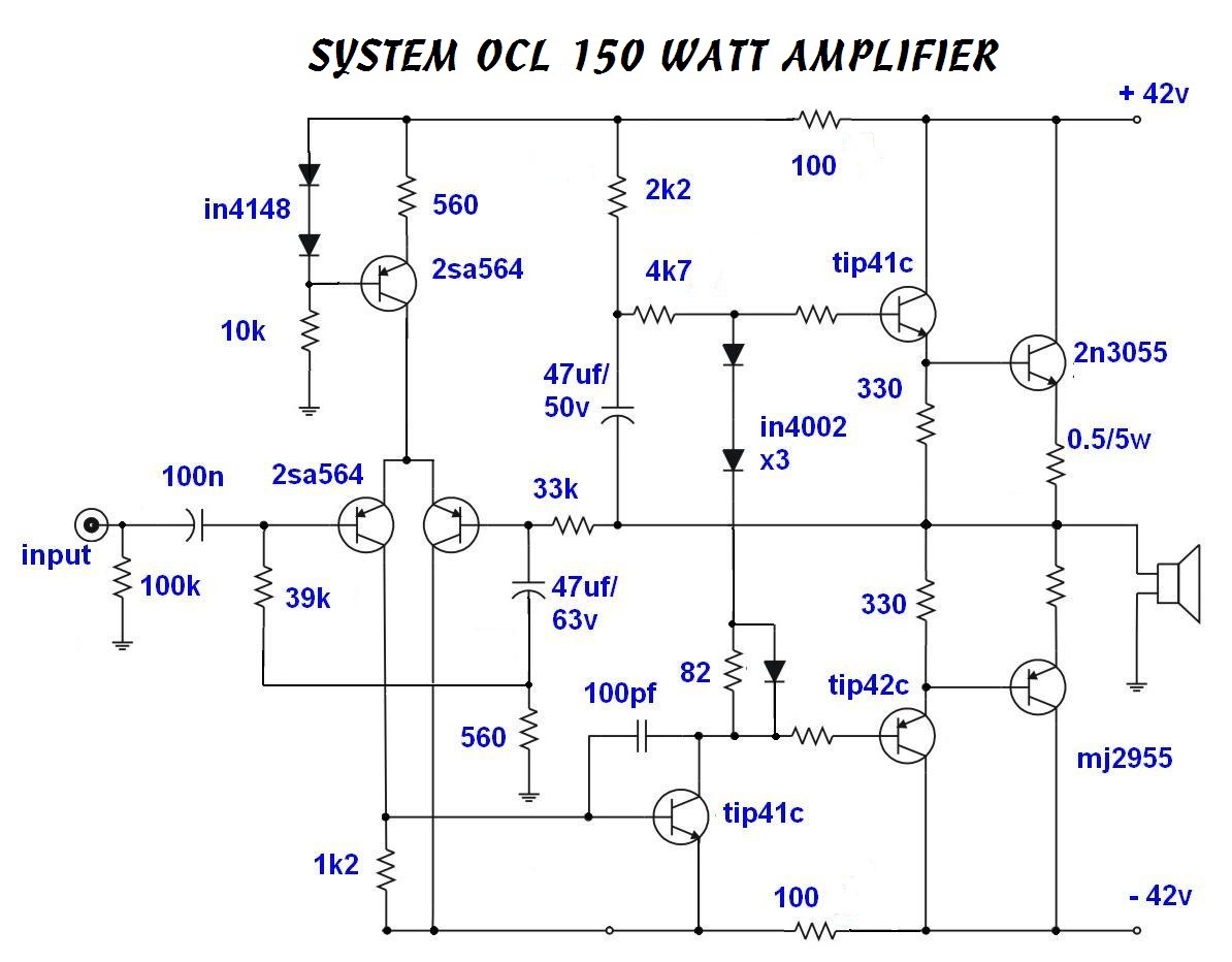 Skema,Kelebihan dan Kekurangan Driver Amplifier System OCL 150 Watt