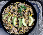Black Beans & Rice Skillet Casserole with Smoked Chicken