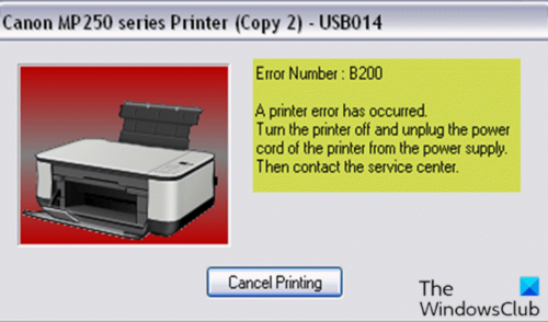 B200: Произошла ошибка принтера