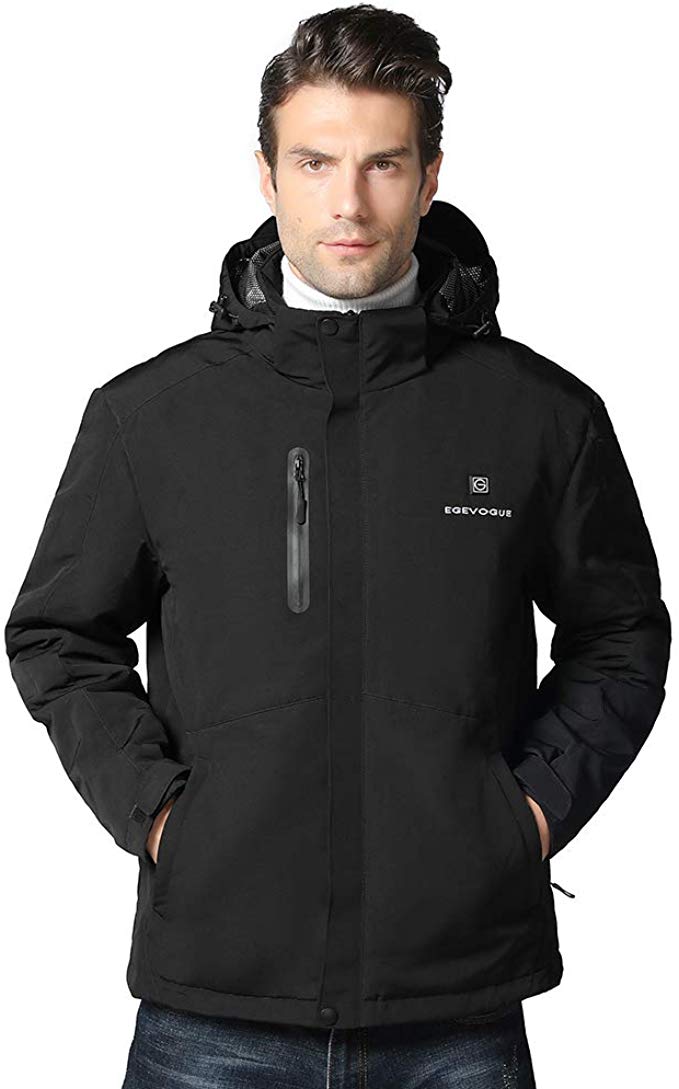 Men's Heated Jacket with Battery Pack, Heated Coat with Detachable Hood ...