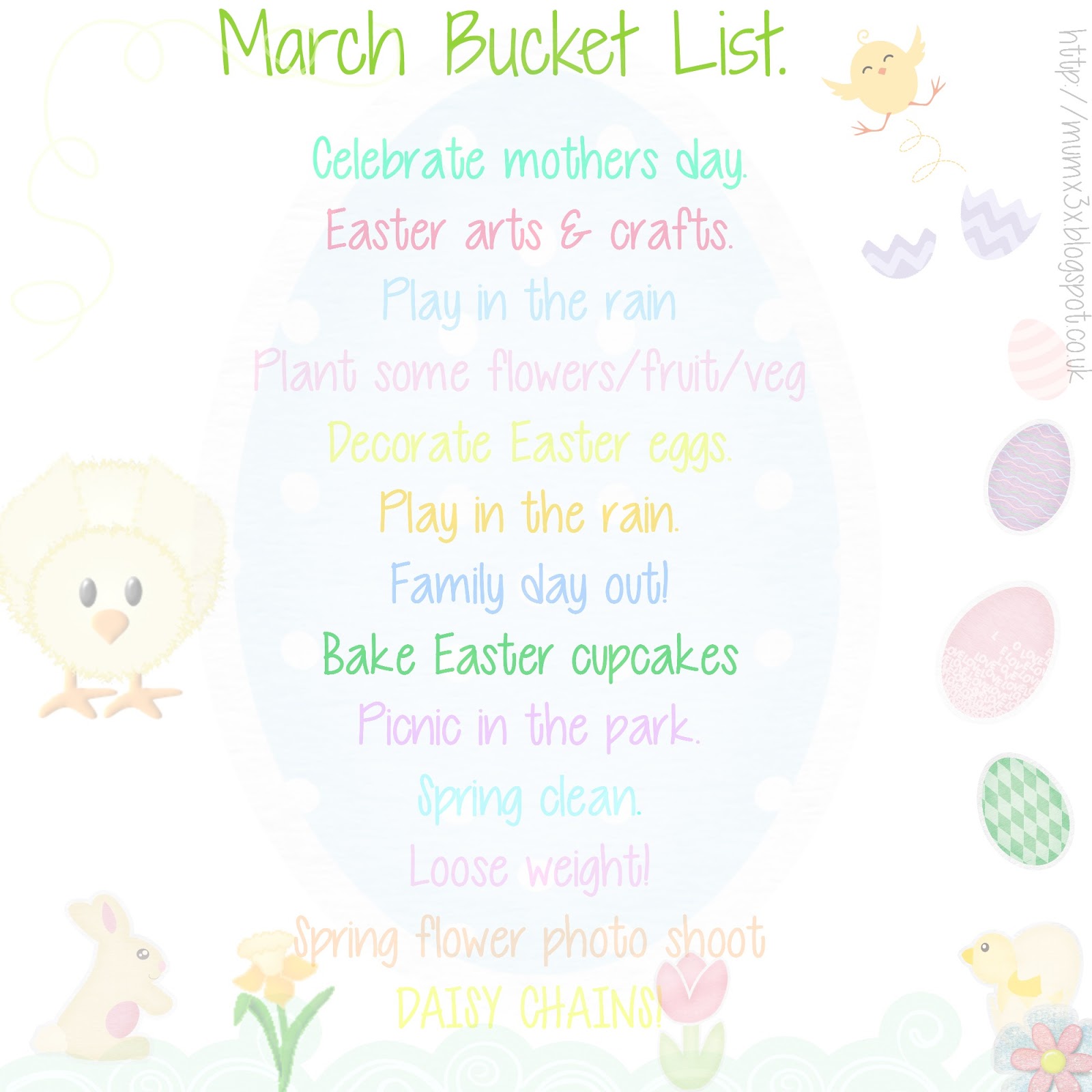 March and Easter bucket list. Ups & Downs, Smiles & Frowns