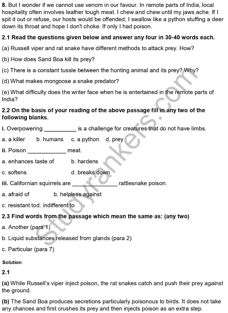CBSE Previous Year Question Paper Class 10 English 2019 Part 4