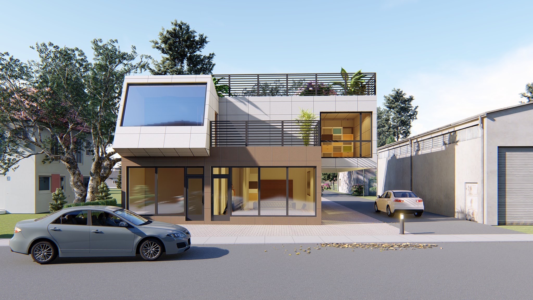 Two story 4 Bedroom Modern House Design with roof terrace Colombo