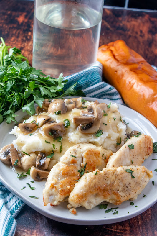 Pan Fried Chicken Tenderloins or Chicken Breasts with Mushroom Gravy Recipe
