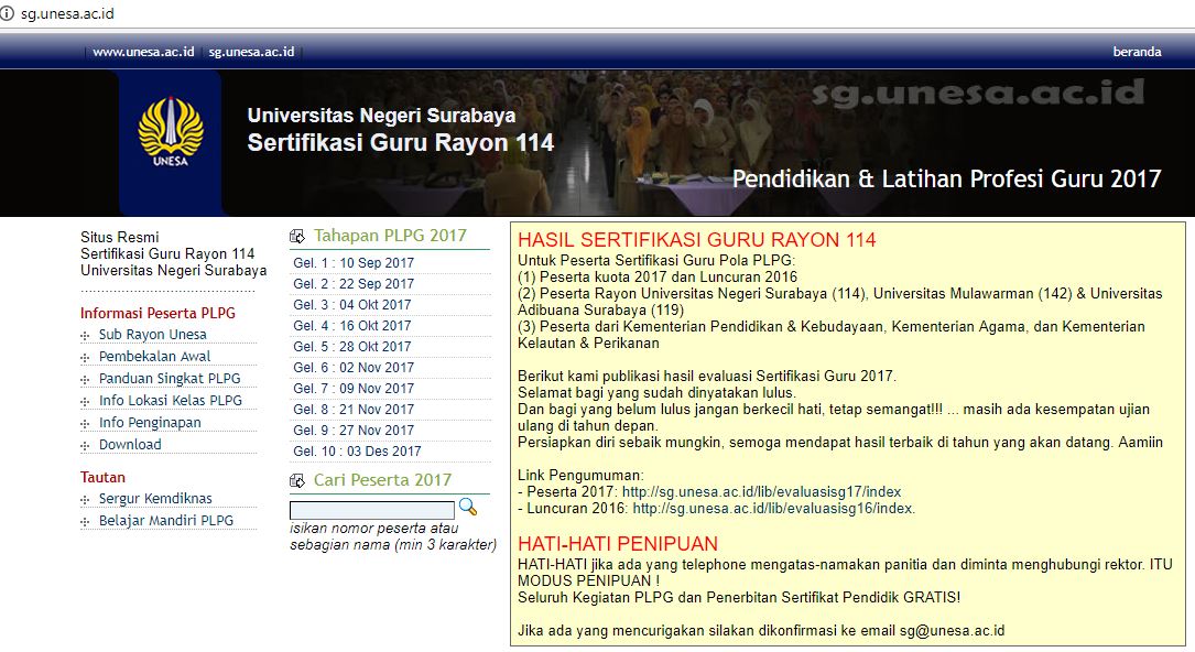 Informasi Hasil Sertifikasi Guru Di Rayon 114 Universitas Negeri Surabaya Info Ketenagaan