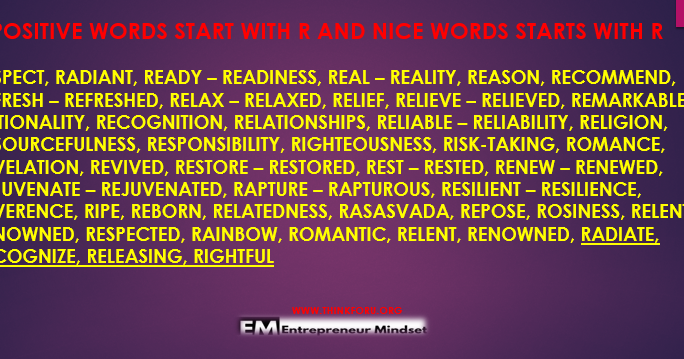 nice words that start with r,positive words start with r