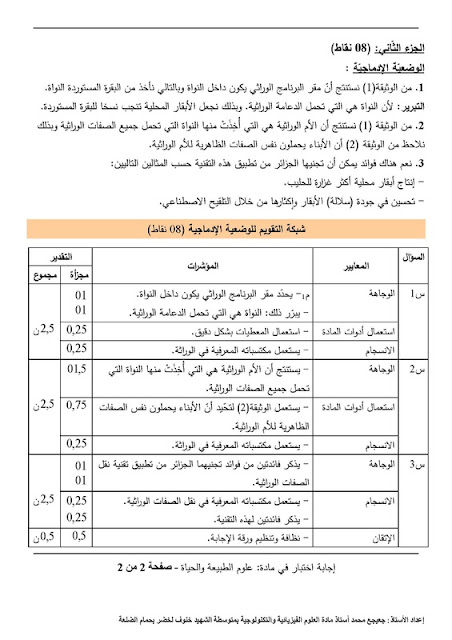 حلول شهادة البيام 2016 لجميع المواد 11