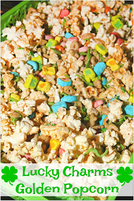 Lucky Charms Golden Popcorn - a sweet treat for St Patrick's Day!