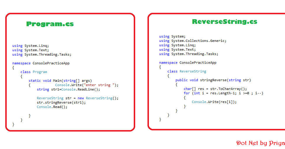 Dot Net By Priyanshu: Reverse String using C# Console Programming