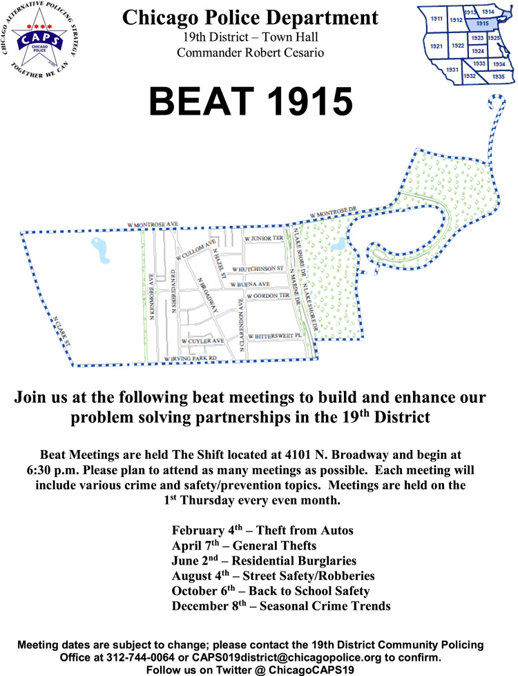 Uptown Update New 19th District CAPS Meeting Schedule For 2016