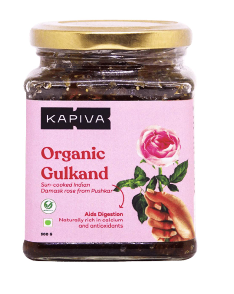 Kapiva Organic Gulkand - Made from Sun Cooked Damask Rose - Natural, Rich in Calcium and Antioxidants - Helps in Digestion - 300g