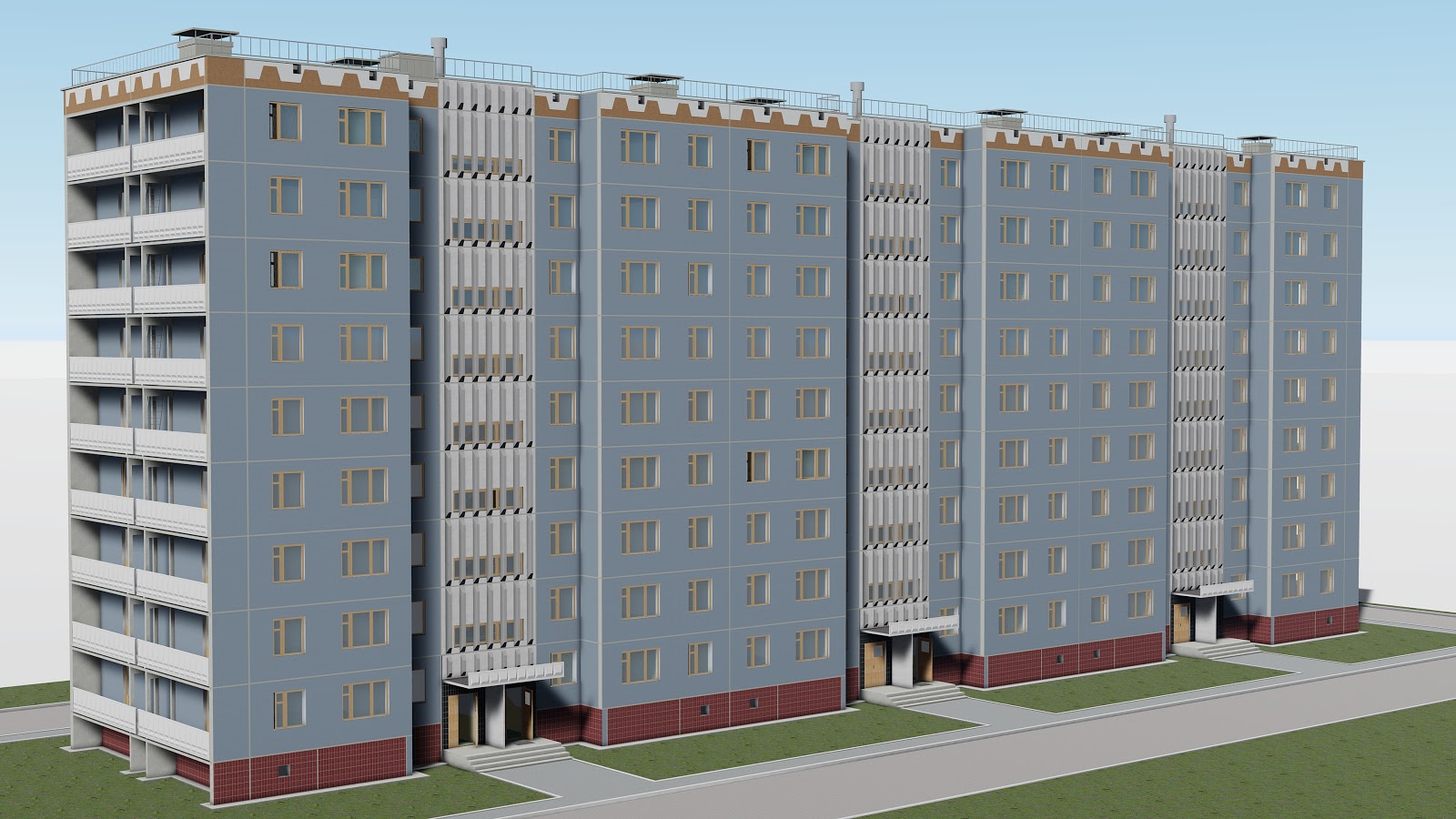 Продажа 3D-модели "Девятиэтажный дом 111-97-24 серии"