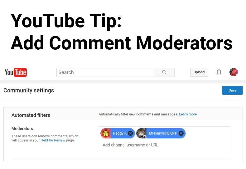 How to add Comment Moderators to your YouTube Channel