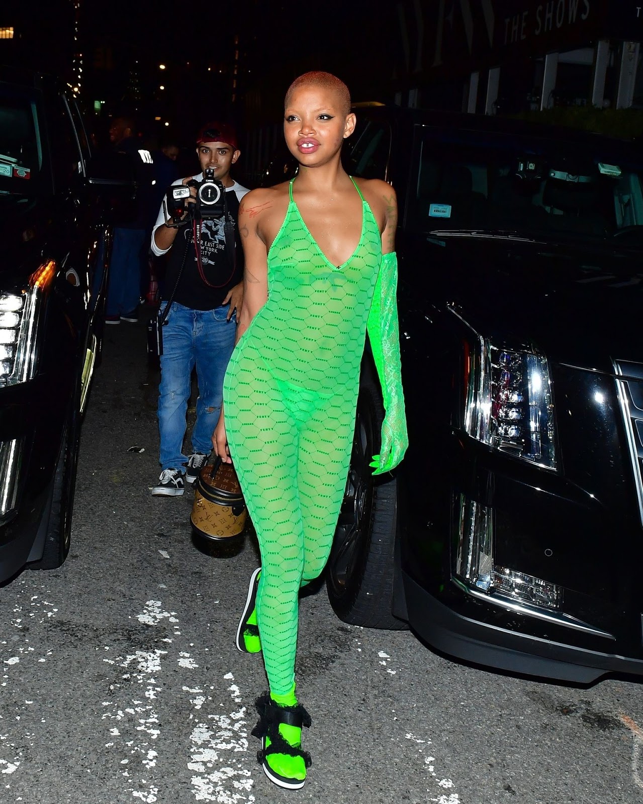 Slick Woods In A See Through One Piece In Rihanna’s Fenty