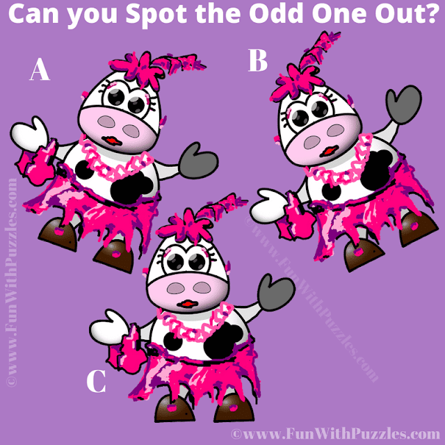 Difference Challenge: This is picture puzzle in which your challenge is to find the odd one out among the given 3 similar looking images.