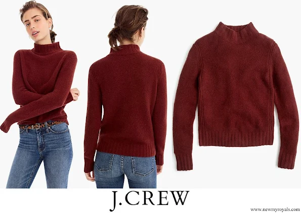 Kate Middleton wore J Crew Mockneck Sweater in mahogany