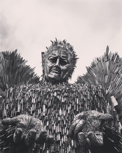 The Knife Angel at Blackburn, Lancashire