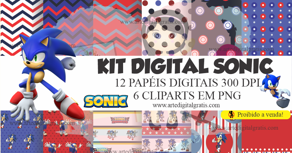 Kit Digital Sonic 40 cliparts png