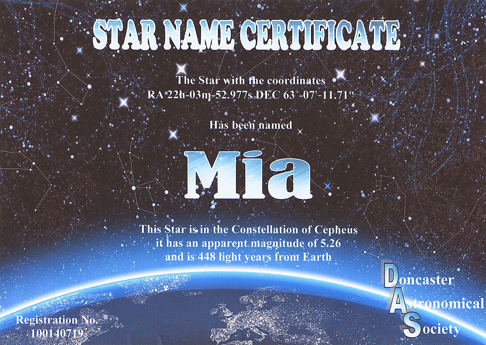 doncaster astronomical society star registry