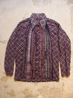 REBUILD BY NEEDLES "Ribbon Flannel Shirt - Indigo Dye & Black Dye" Fall/Winter 2015 SUNRISE MARKET