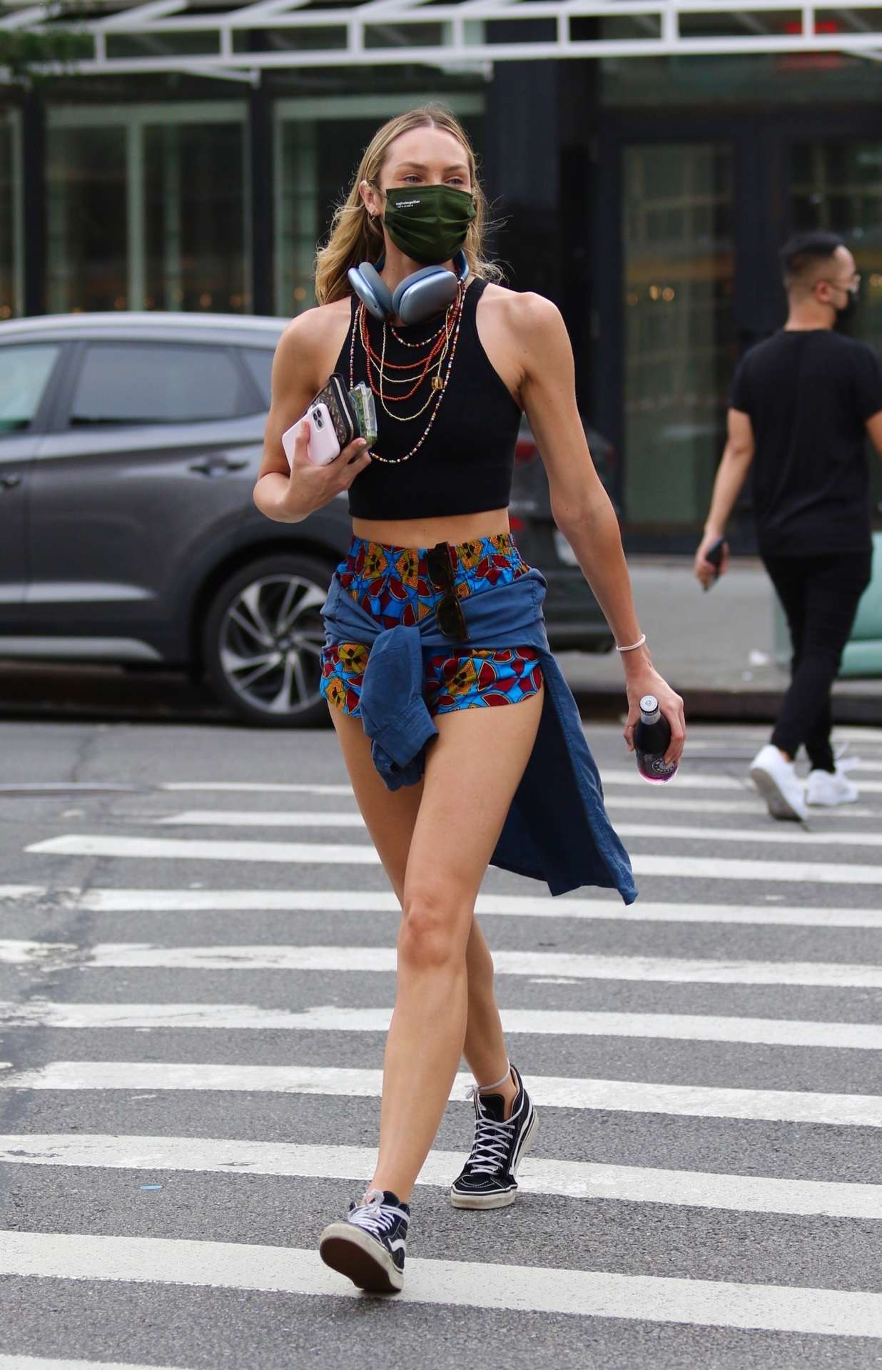 Candice Swanepoel Out and About in short shorts in New York