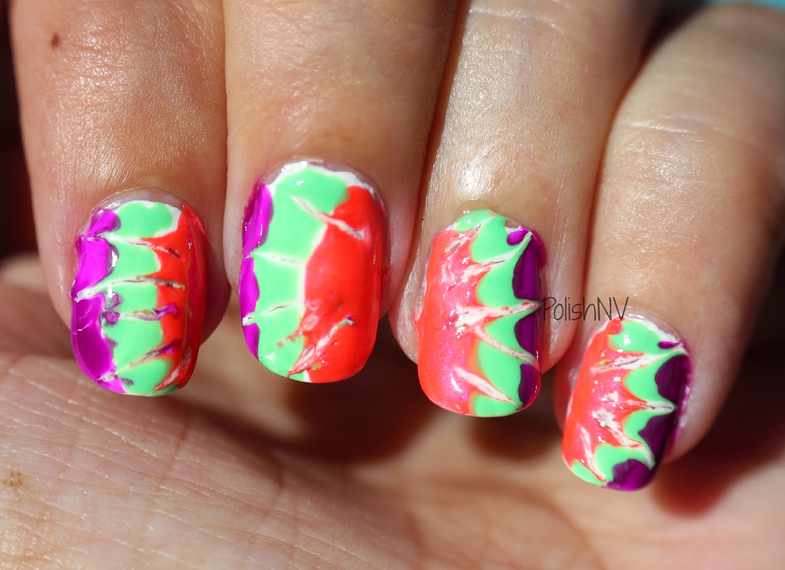 6. Bright Pink and Blue Tie-Dye Nail Design - wide 1