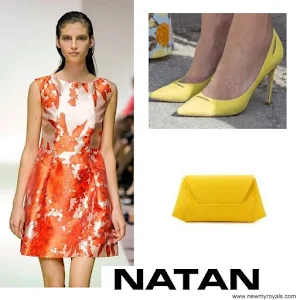 Queen Maxima Style NATAN Dress and Pumps and Clutch Bag