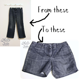 Keeping it Simple: Jeans turn into shorts {Melly Sews}