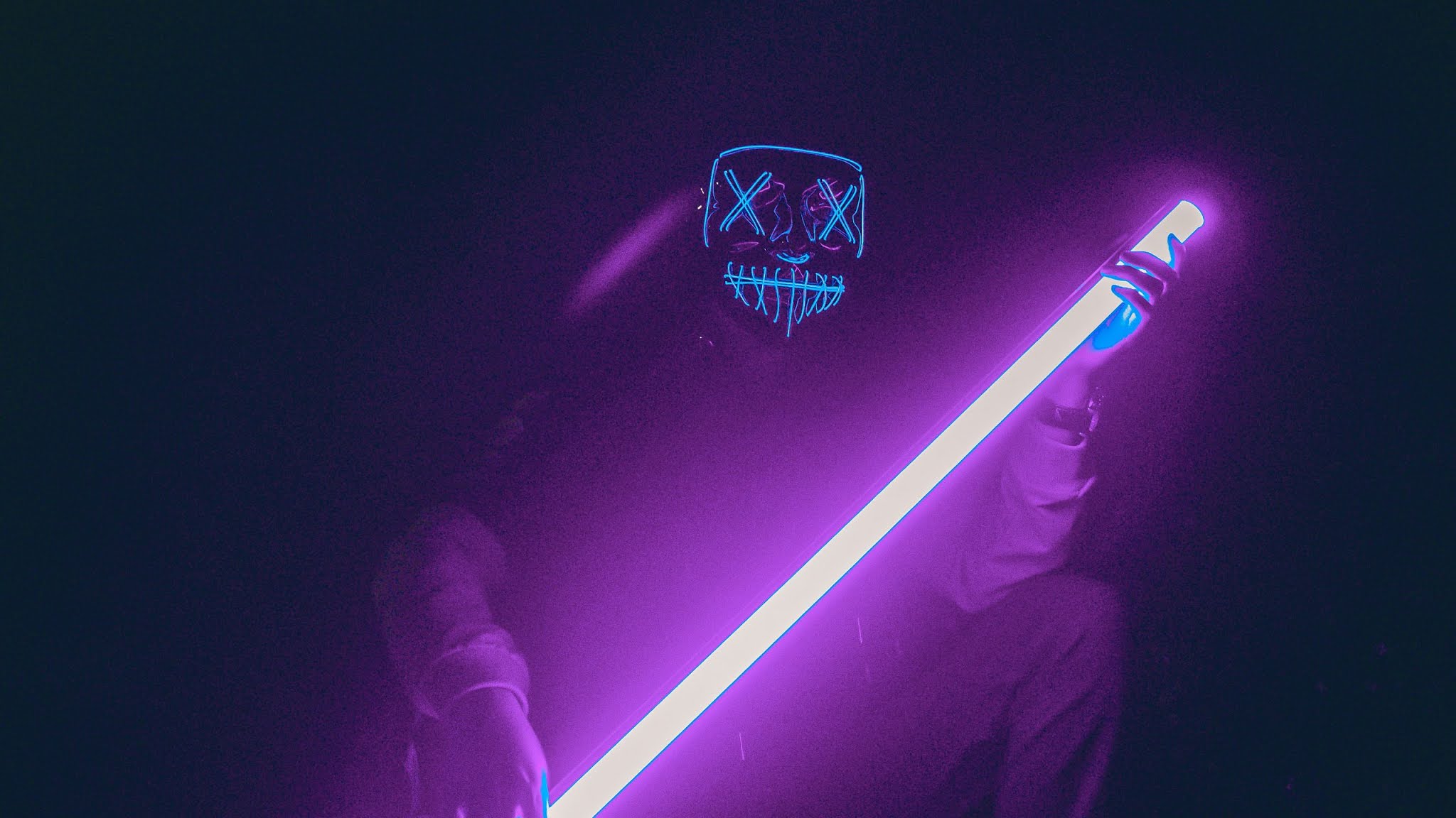 Wallpaper Mask, Guy, Neon, Light, LED