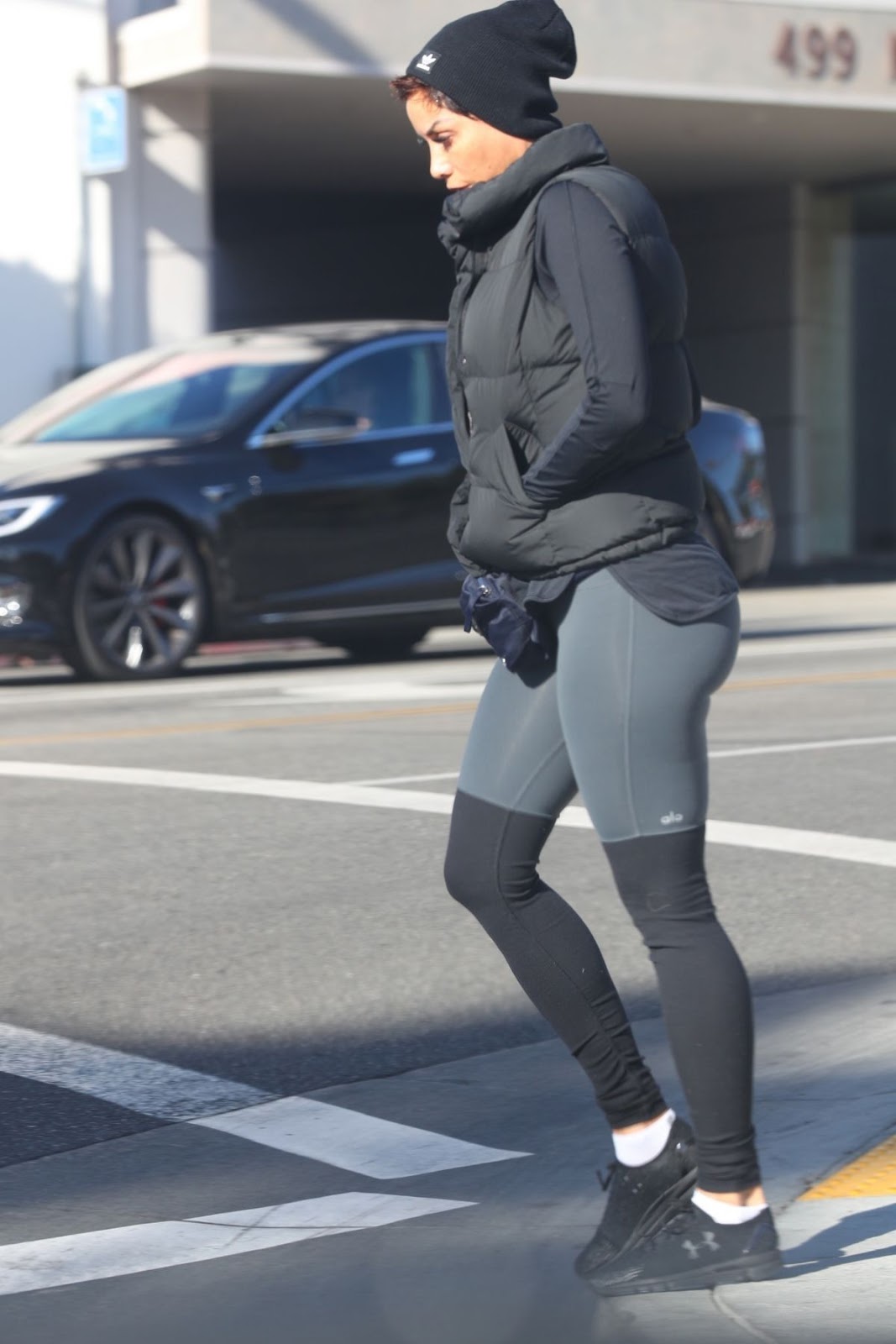 Nicole Murphy in Tights Power Walking Out in Beverly Hills 02/21/2018