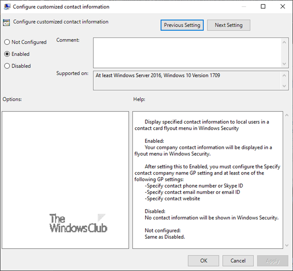 Как настроить контактную информацию службы поддержки в Windows Security