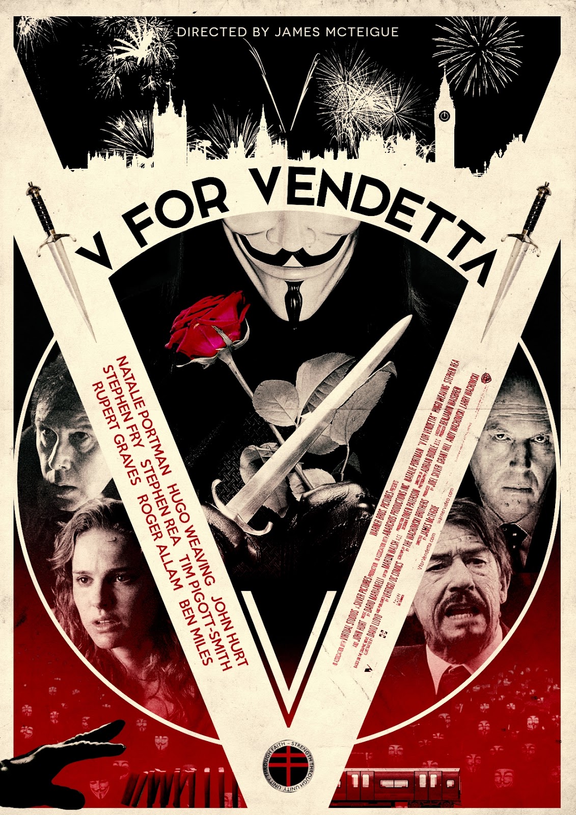Hugo Weaving V FOR VENDETTA Natalie Portman original d/sided adv movie  poster