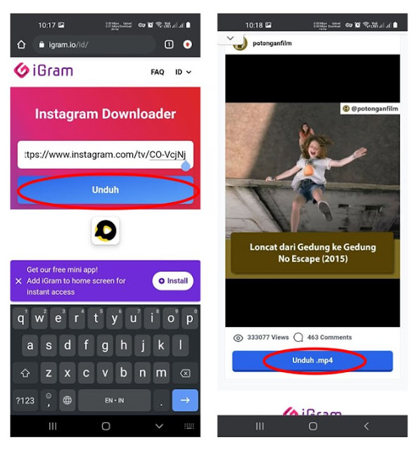 cara download video ig tv di instagram