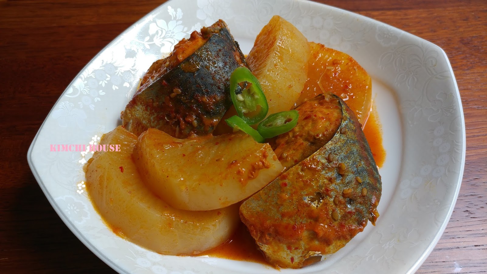 Kimchi House "Godeungeojorim" Braised mackerel with radish in red