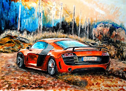 acrylic artwork painting cars copy reflections background