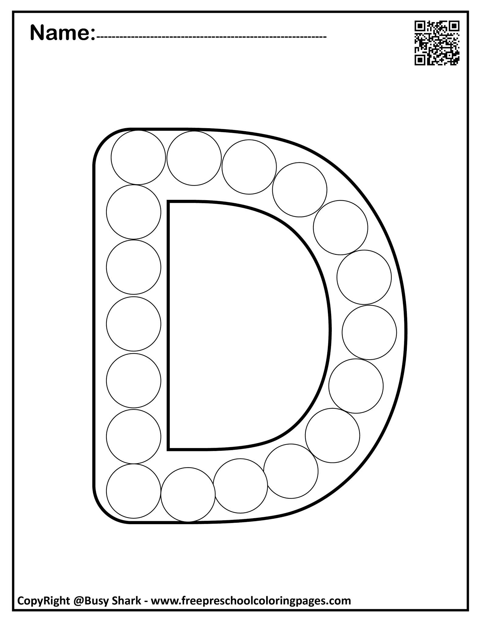 Set of Letter D "10 free Dot Markers coloring pages"