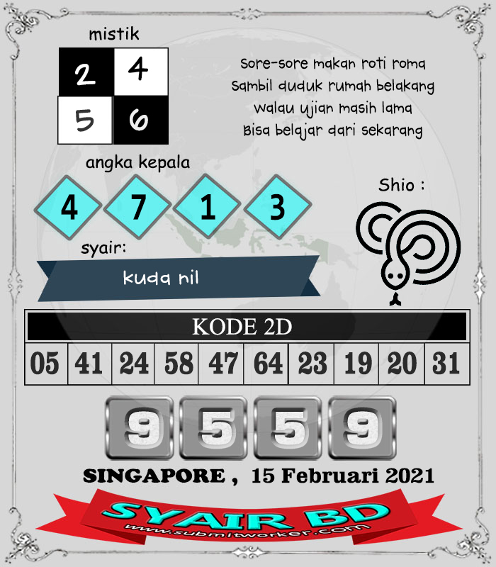 Prediksi Syair BD SGP Senin 15 Februari 2021