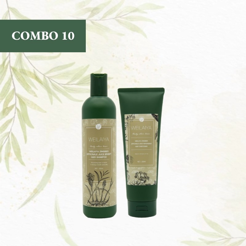 Weilaiya Combo 10 cặp Cặp dầu gội xả gừng tinh chất hà thủ ô Zingiber Officinale Juice Repairment Hair, My Pham Nganh Toc