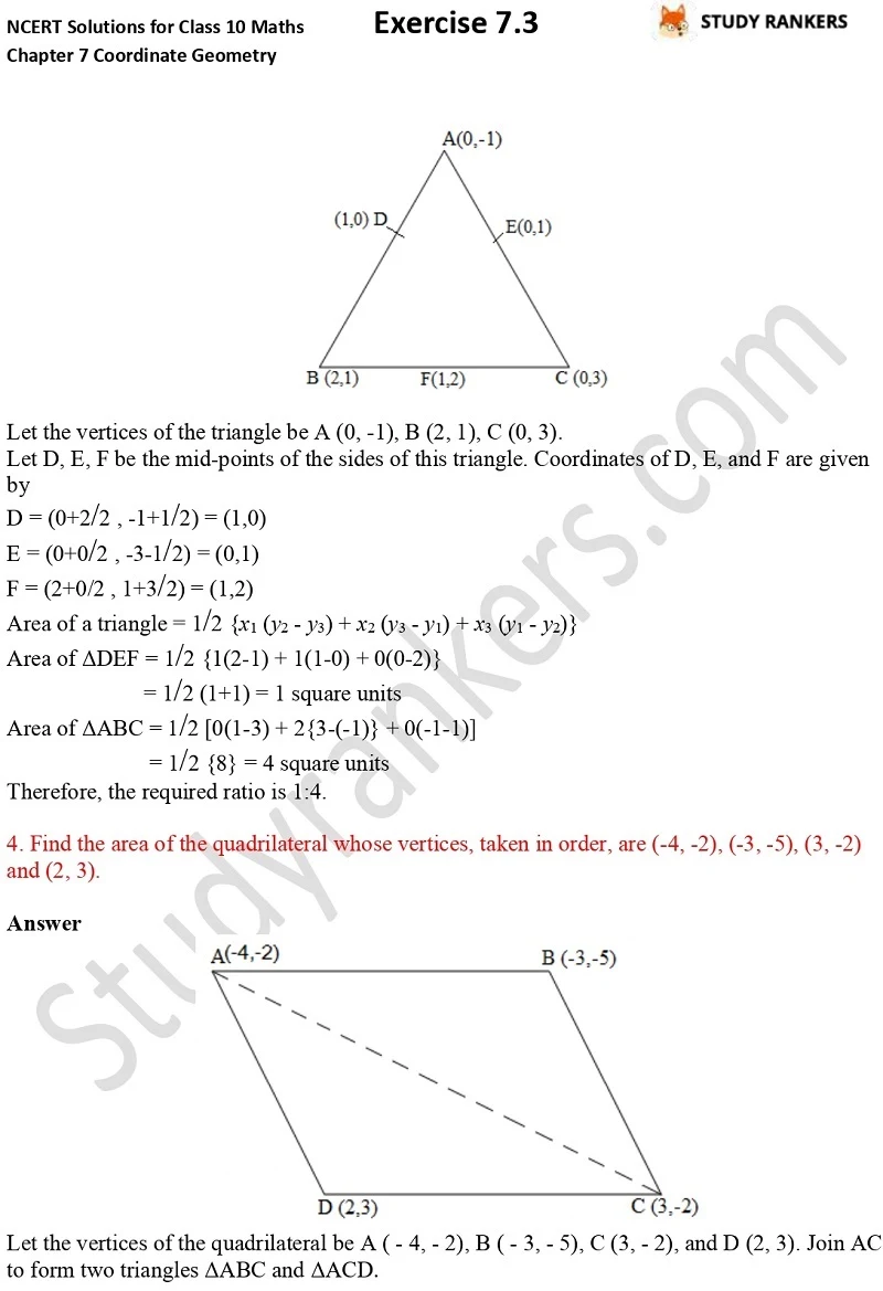 NCERT Solutions for Class 10 Maths Chapter 7 Coordinate Geometry Exercise 7.3 Part 2