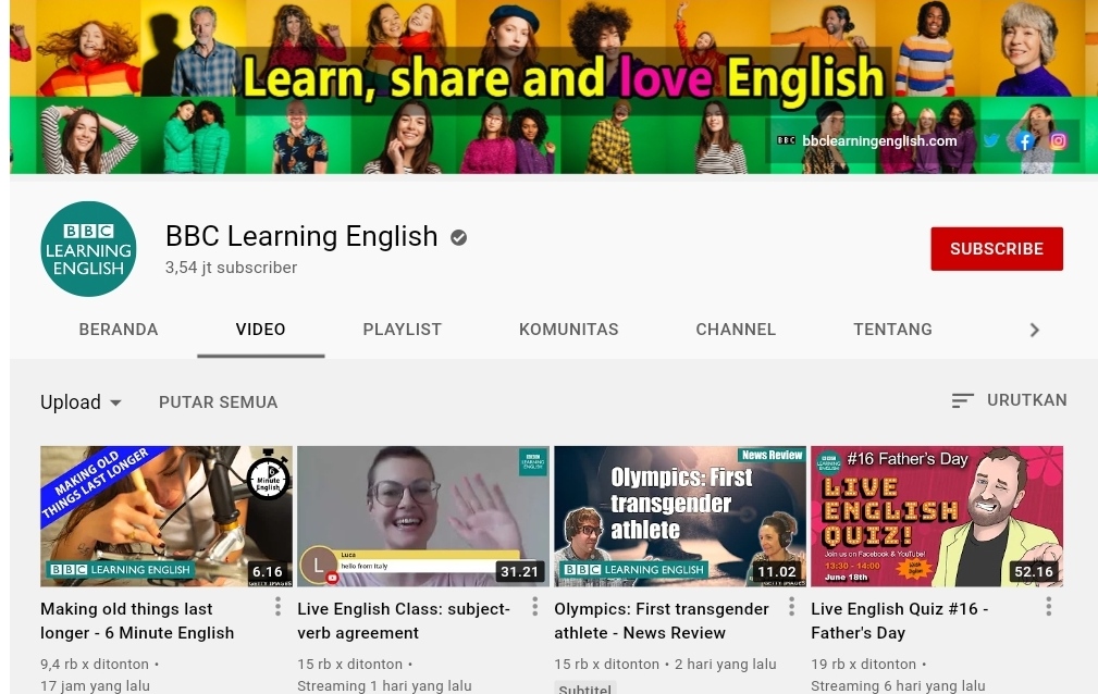 5 Rekomendasi Channel Youtube Belajar Bahasa Inggris
