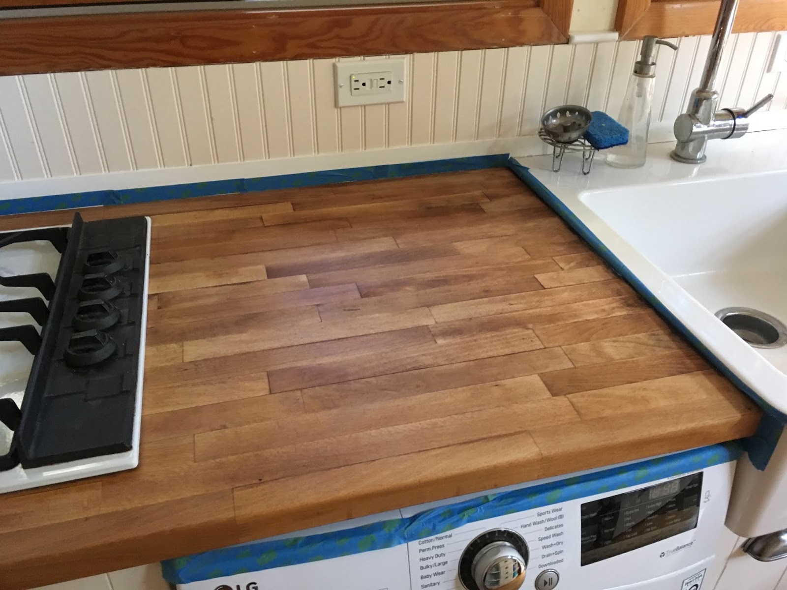 I let the stain sit for a week, then I followed up with a coat of low