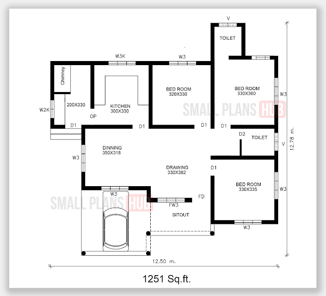 Three Kerala Style Small House Plans Under 1250 Sq.ft. with Full Plan ...